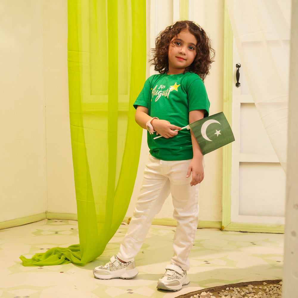Girls Poly Cotton Jersey T-Shirt H/S SHINING STAR-Joly Green