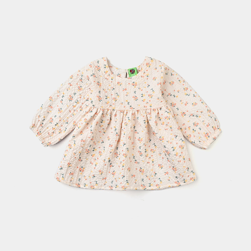 Infant Girls Crinkle Co-ord Set Tiny Flowers-OFF-White