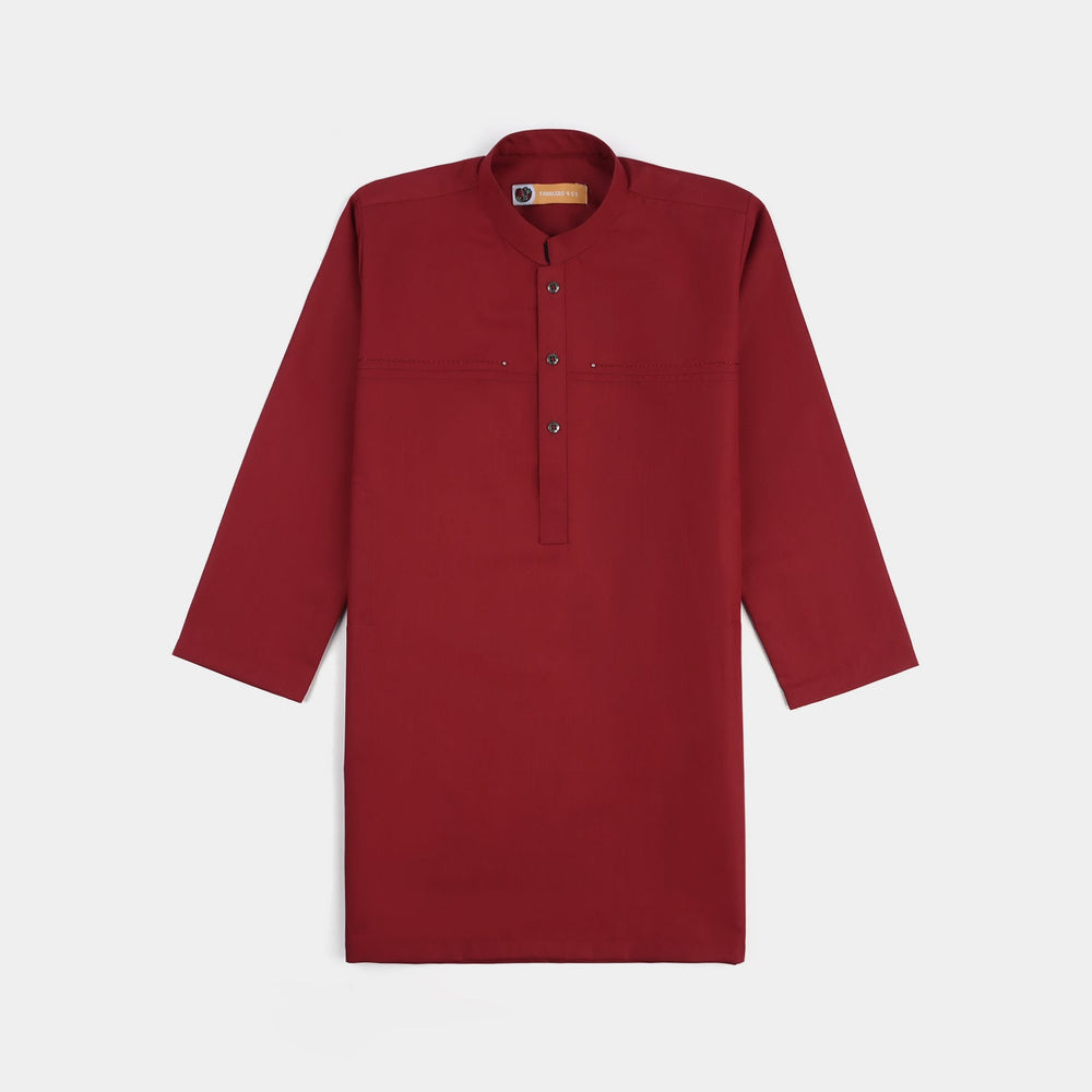 Boys Poly Viscose Kurta & Pajama Suit (Tribal Motif)-RED