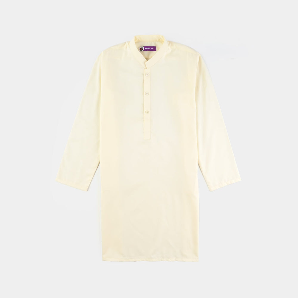 Boys Poly Viscose 3 Piece Suit (Square PKT)-Off White