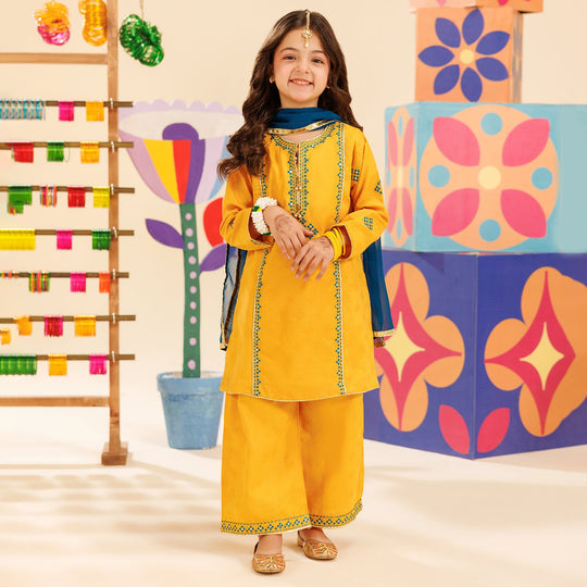 Girls Jacquard 3 Pcs Ishq - Yellow