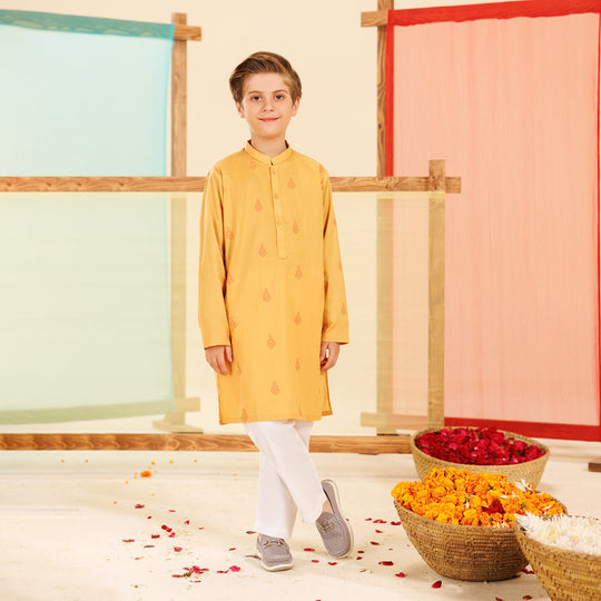 Boys Cotton Slub Printed Kurta (Floral)