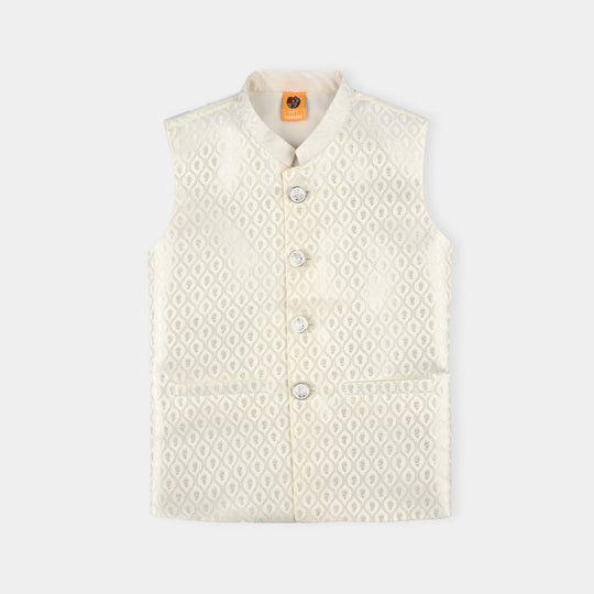Boys Poly Viscos Waist coat (Blended) - Off White