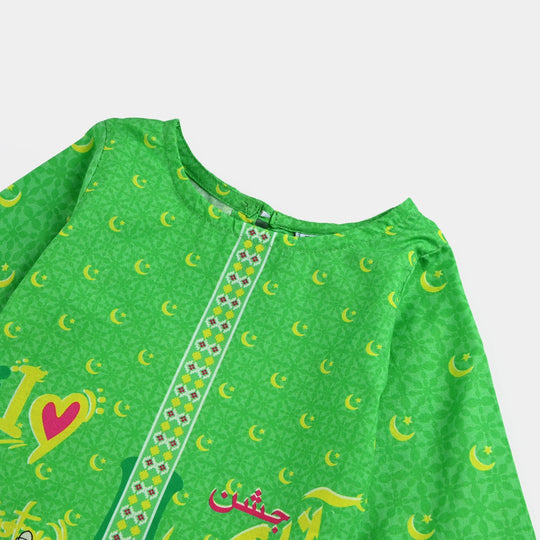 Infant Girls Cotton Printed Kurti Jashn-E-Azadi Ind-L.Green