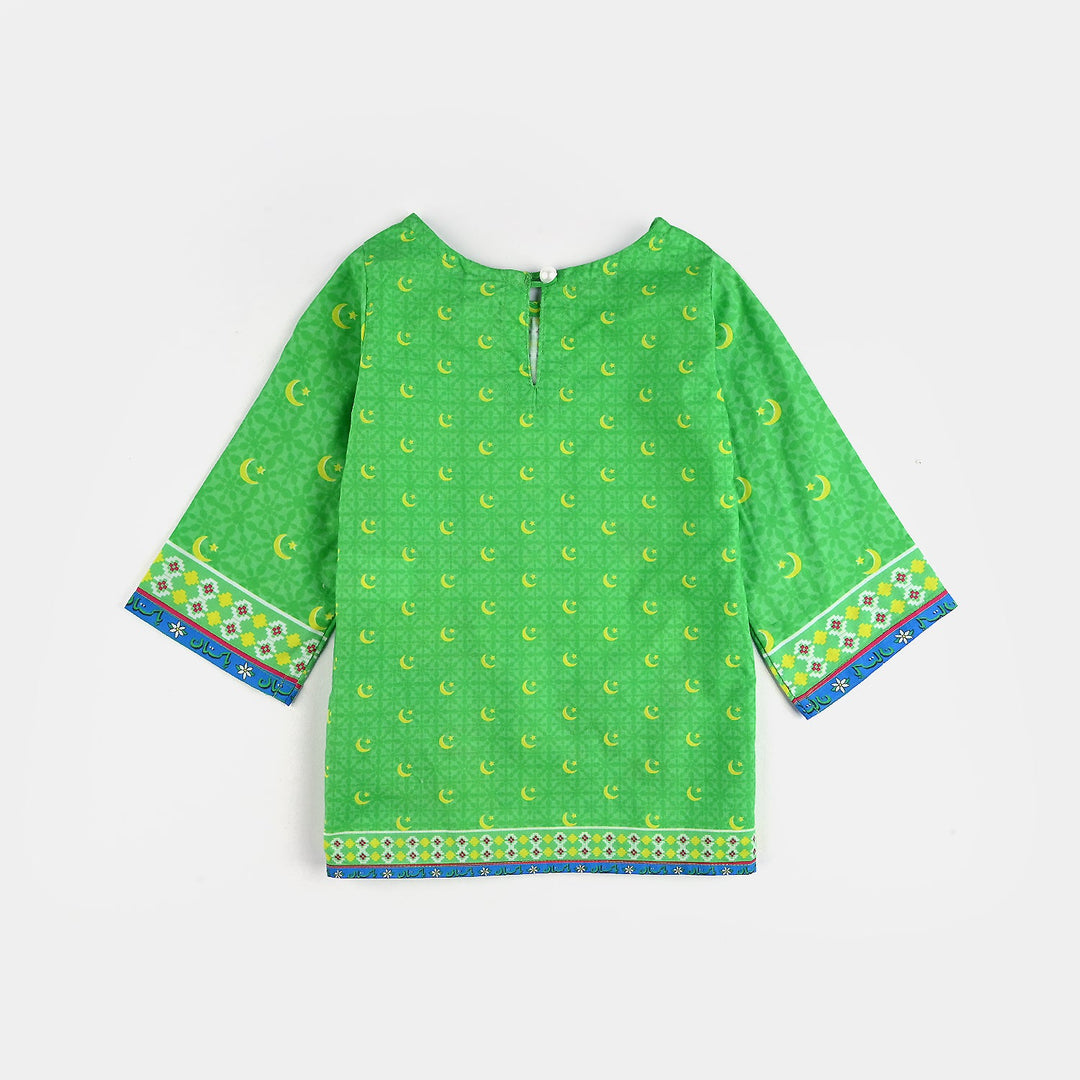 Infant Girls Cotton Printed Kurti Jashn-E-Azadi Ind-L.Green