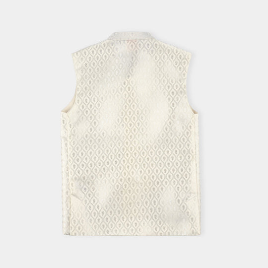 Boys Poly Viscos Waist coat (Blended) - Off White
