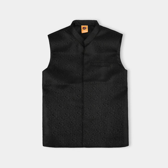Boys Poly Viscos Waist Coat (Black Funk) - BLACK