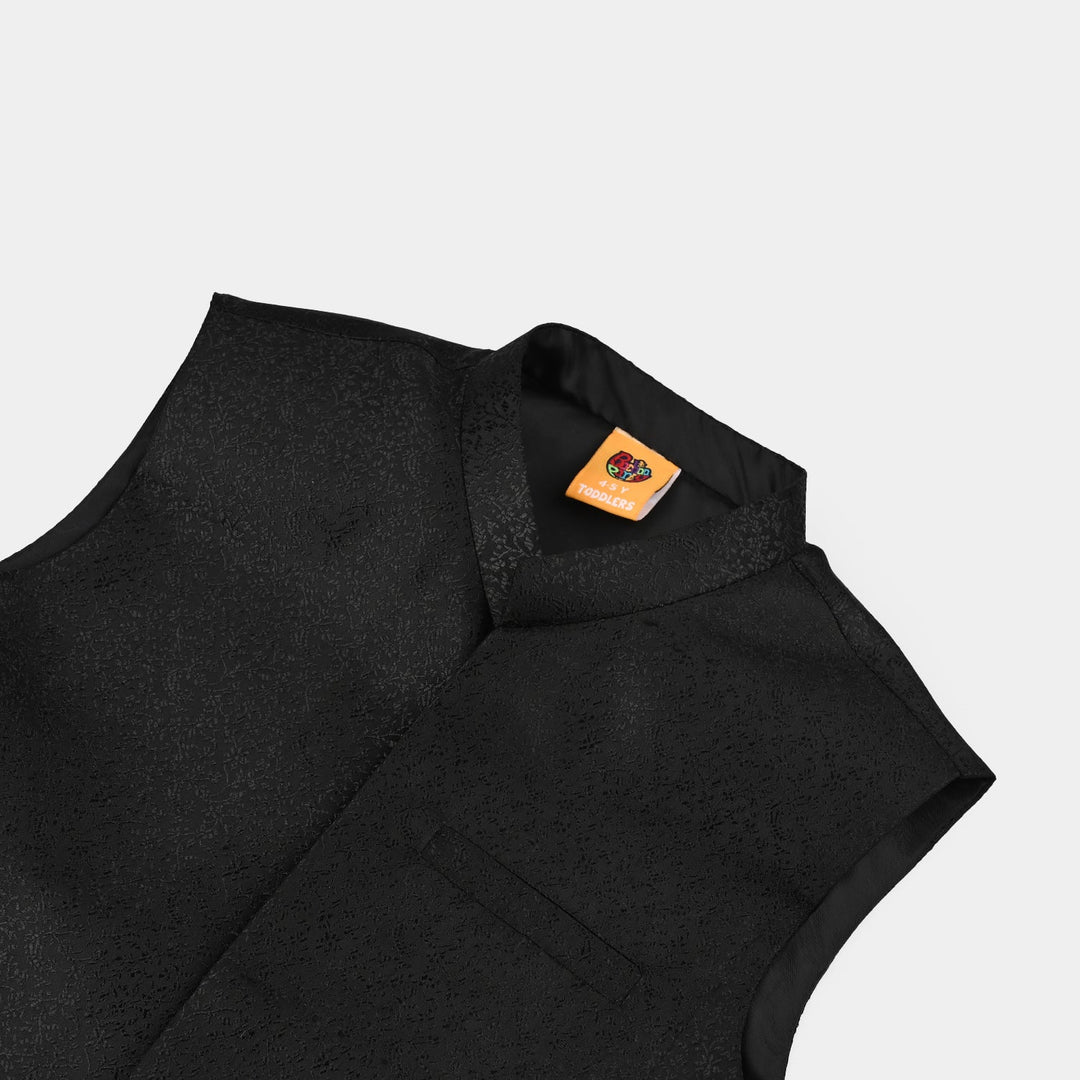 Boys Poly Viscos Waist Coat (Black Funk) - BLACK