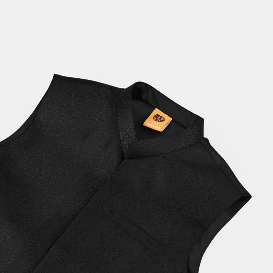 Boys Poly Viscos Waist Coat (Black Funk) - BLACK