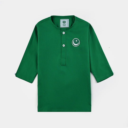 Infant Boys Cotton Poplin Kurta (Basic Funk)-GREEN