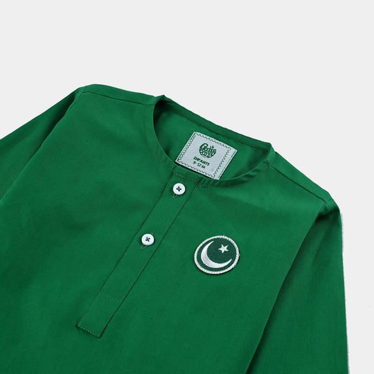Infant Boys Cotton Poplin Kurta (Basic Funk)-GREEN