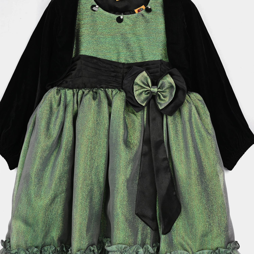Girls Organza Fancy Frock-Shine - Green