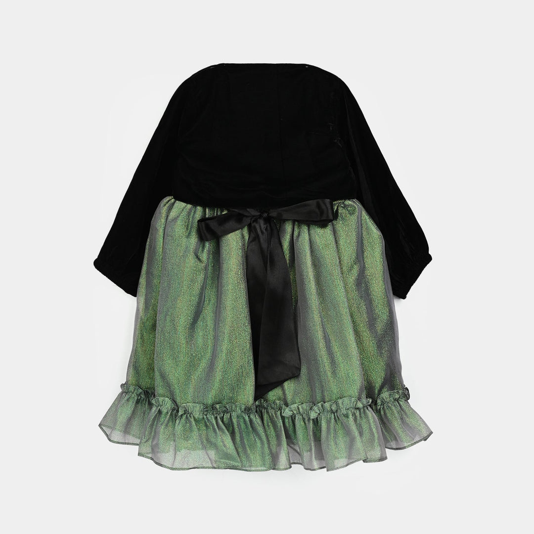 Girls Organza Fancy Frock-Shine - Green