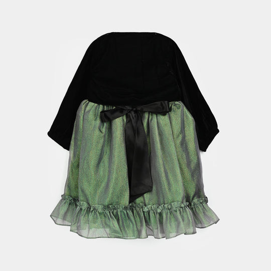 Girls Organza Fancy Frock-Shine - Green