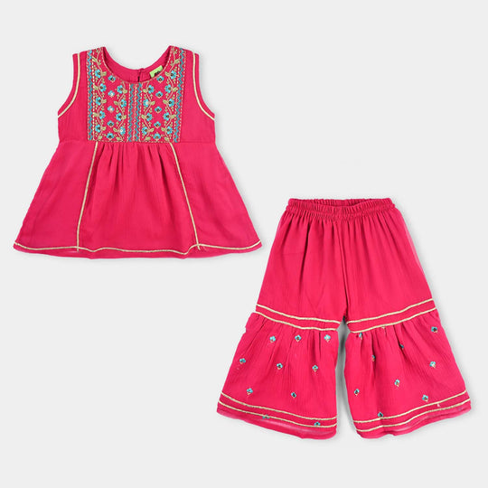 Infant Girls Chiffon 2Pcs Gulabi-Pink