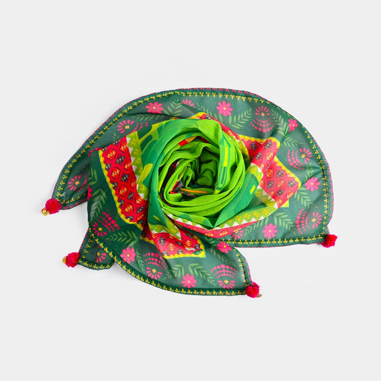 Teens Girls Chiffon Dupatta Independence Day-GREEN