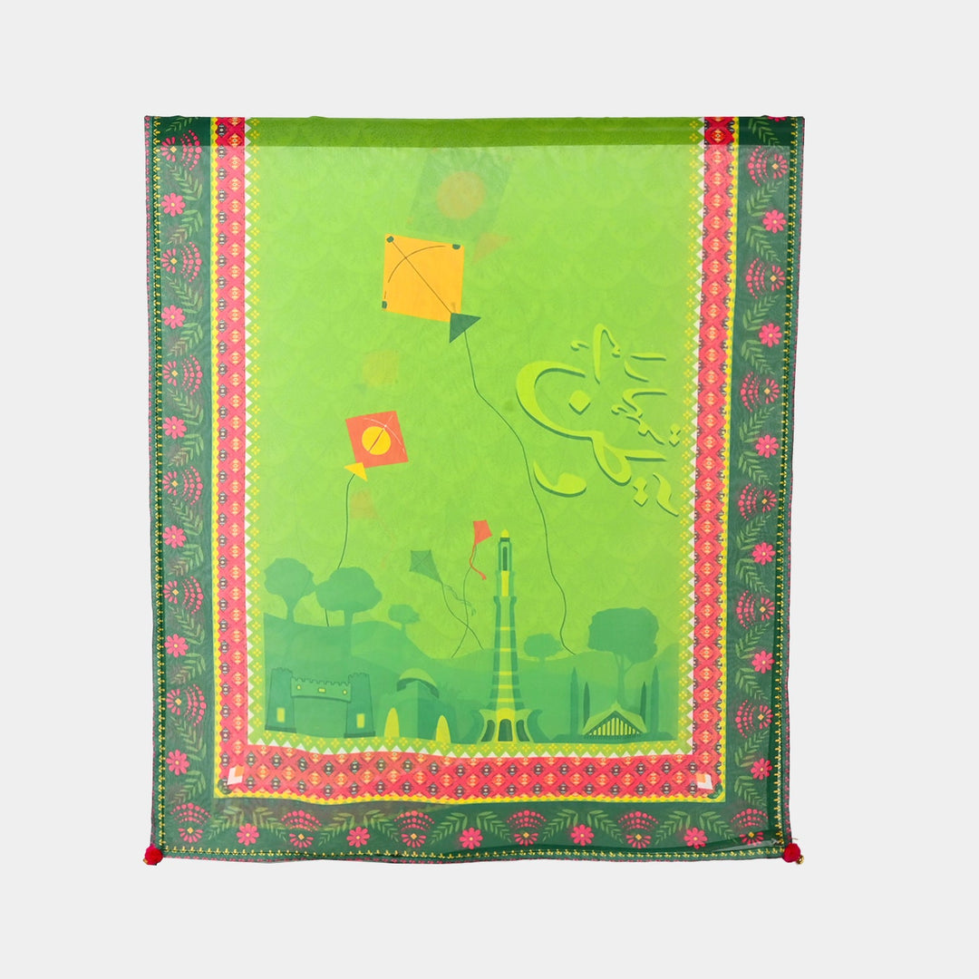 Teens Girls Chiffon Dupatta Independence Day-GREEN