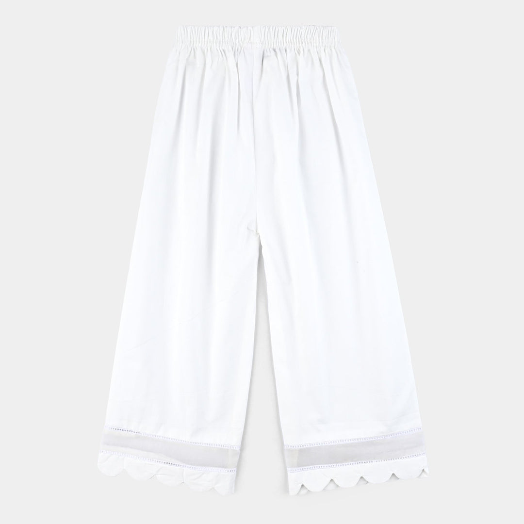 Girls Cotton Organza Culotte-White