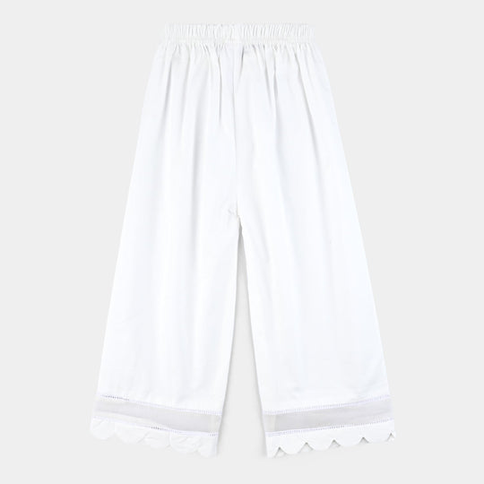 Girls Cotton Organza Culotte-White