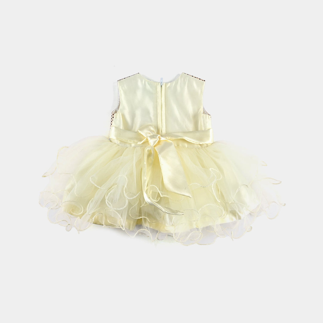 Infant Girl Fancy Frock Polka Beauty-Cream Poly Satin