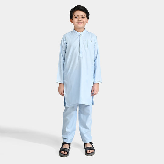 Boys Poly Viscose Shalwar Suit (Front Pocket)-L/BLUE