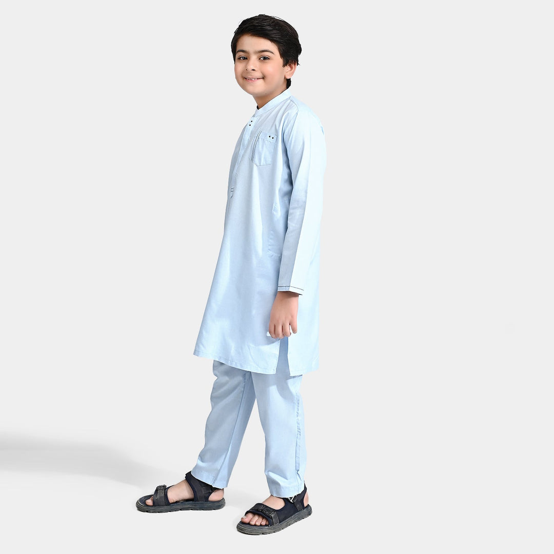 Boys Poly Viscose Shalwar Suit (Front Pocket)-L/BLUE