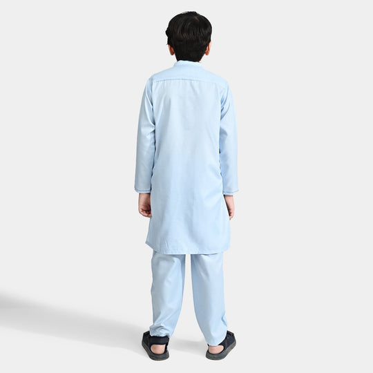 Boys Poly Viscose Shalwar Suit (Front Pocket)-L/BLUE