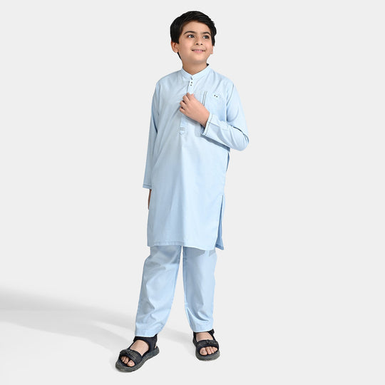 Boys Poly Viscose Shalwar Suit (Front Pocket)-L/BLUE