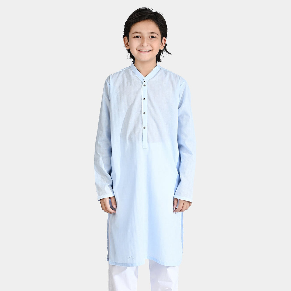 Boys Cotton Jacquard Basic Kurta (VIBRANT)-L/BLUE