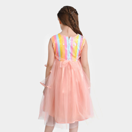 Girls Sequence Fancy Frock Multi Layer-Multi