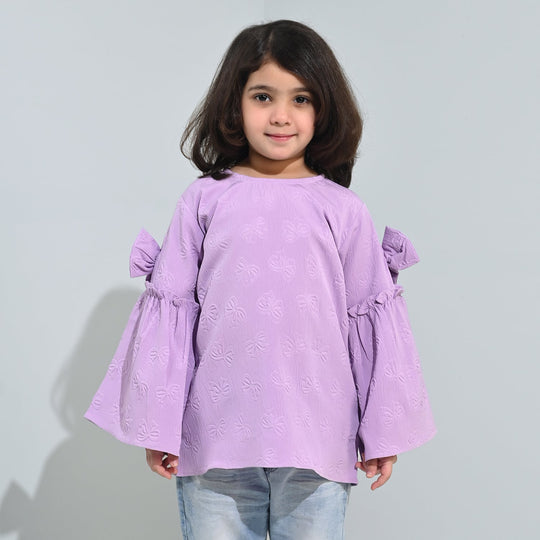 Girls Poly Crinkle Casual Top Lavender Dreams