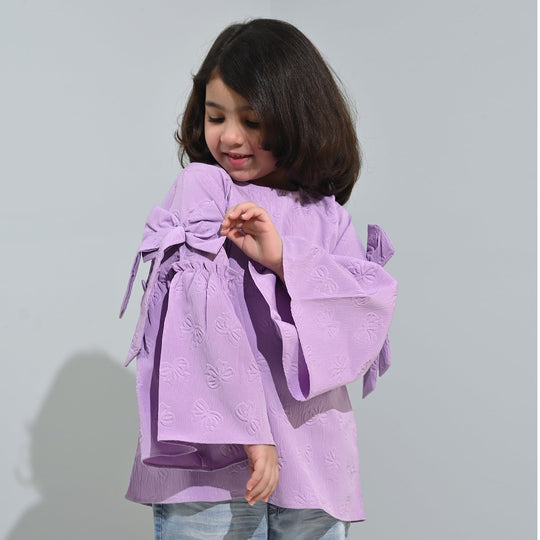 Girls Poly Crinkle Casual Top Lavender Dreams