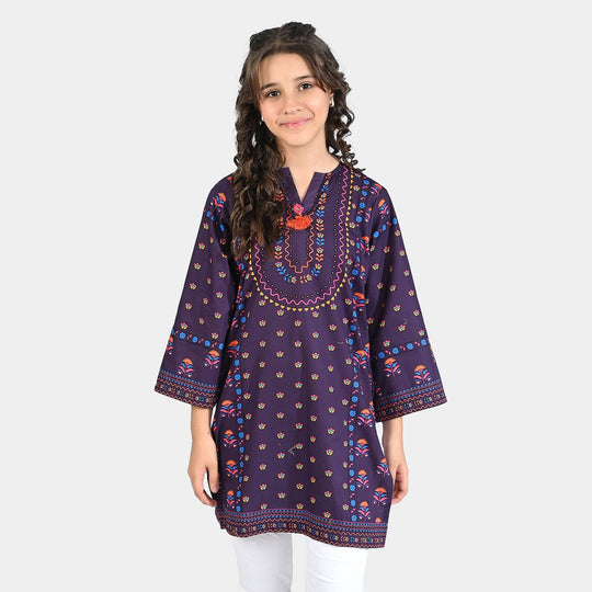 Girls Cotton Poplin Printed Kurti