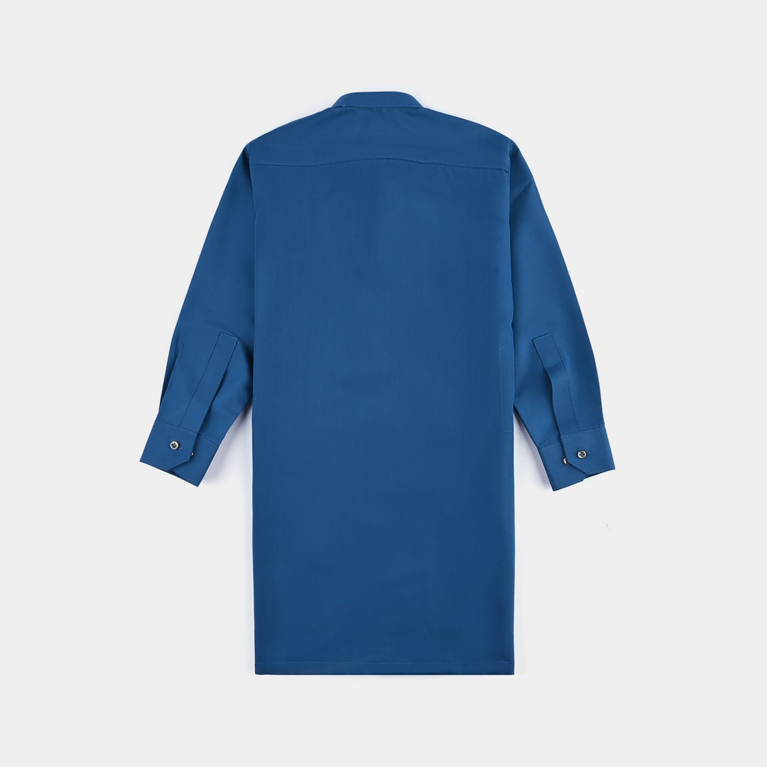 Boys Poly Viscose Kurta Pajama Suit (Monotone)-T.Blue