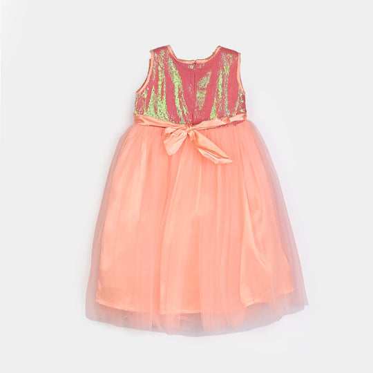 Girls Sequence Fancy Frock Gorgeous-Peach