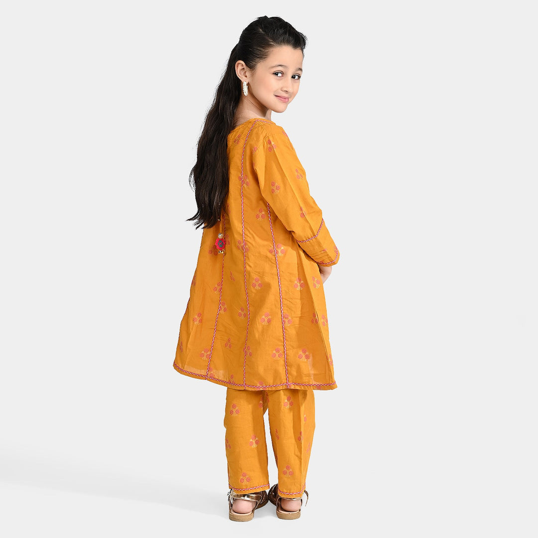 Girls Jacquard 2 Pcs Bahar-Mustard