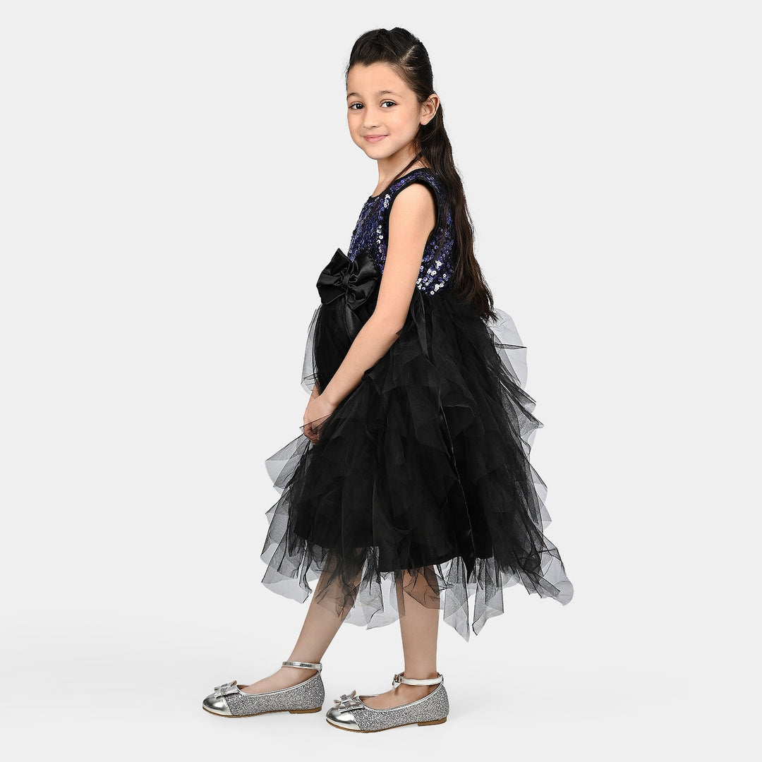 Girls Sequence Fancy Frock Curls - Blue