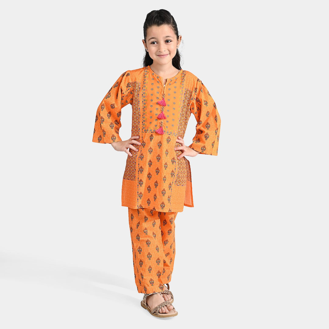 Girls Cotton Poplin Printed 2 Pcs Rang Bahar