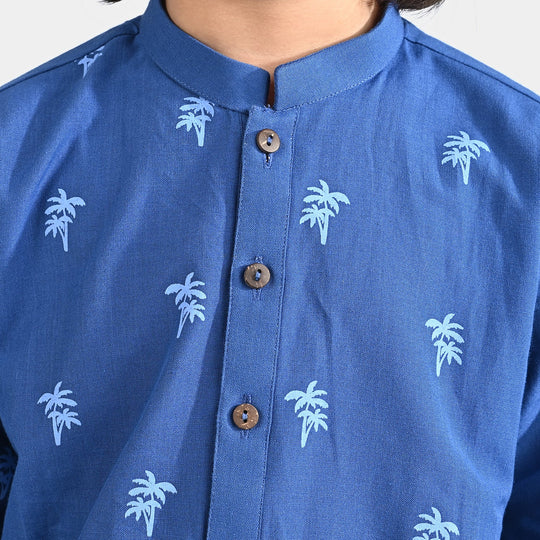 Boys Cotton Printed Kurta (Palm Tree)