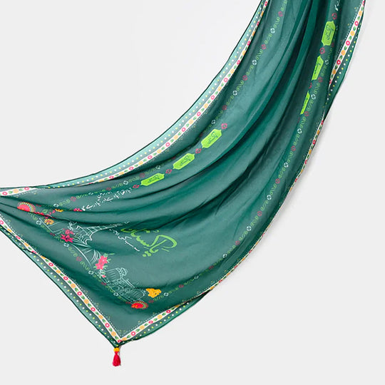 Teens Girls Chiffon Dupatta independence day-GREEN