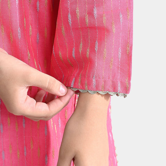 Girls Jacquard 2PC Suit Ronak-Paradise Pink