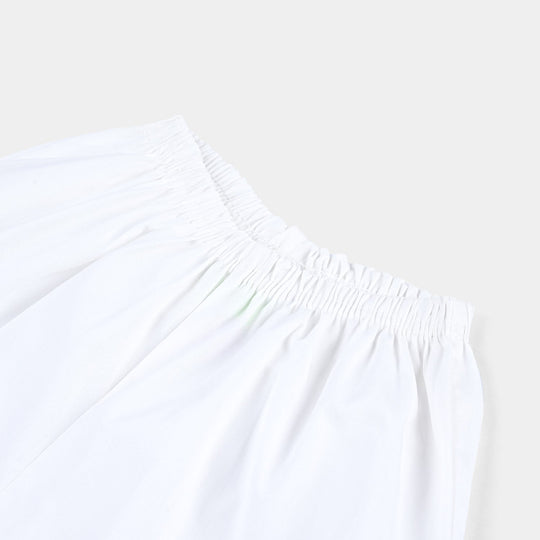 Girls Cotton Plazo -White