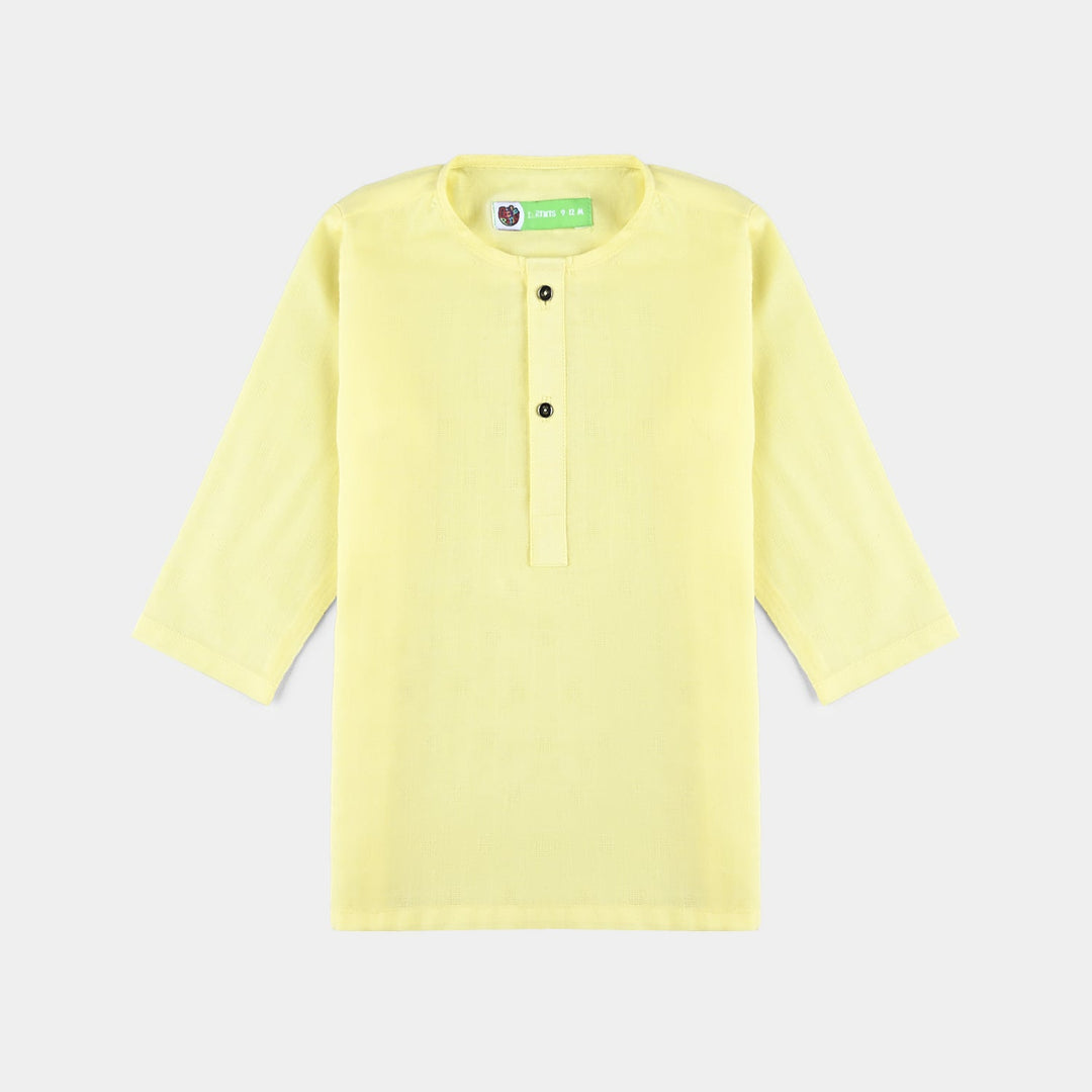 Infants Boys Cotton Jacquard Basic Kurta (VIBRANT)-Yellow