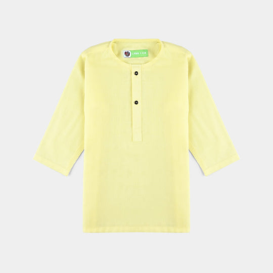 Infants Boys Cotton Jacquard Basic Kurta (VIBRANT)-Yellow