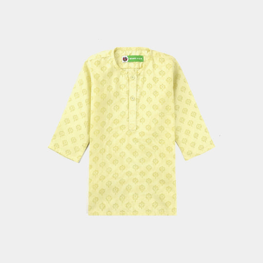 Infants Boys Poly Viscose Basic Kurta (Burn Out)-Yellow