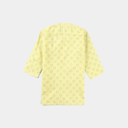 Infants Boys Poly Viscose Basic Kurta (Burn Out)-Yellow