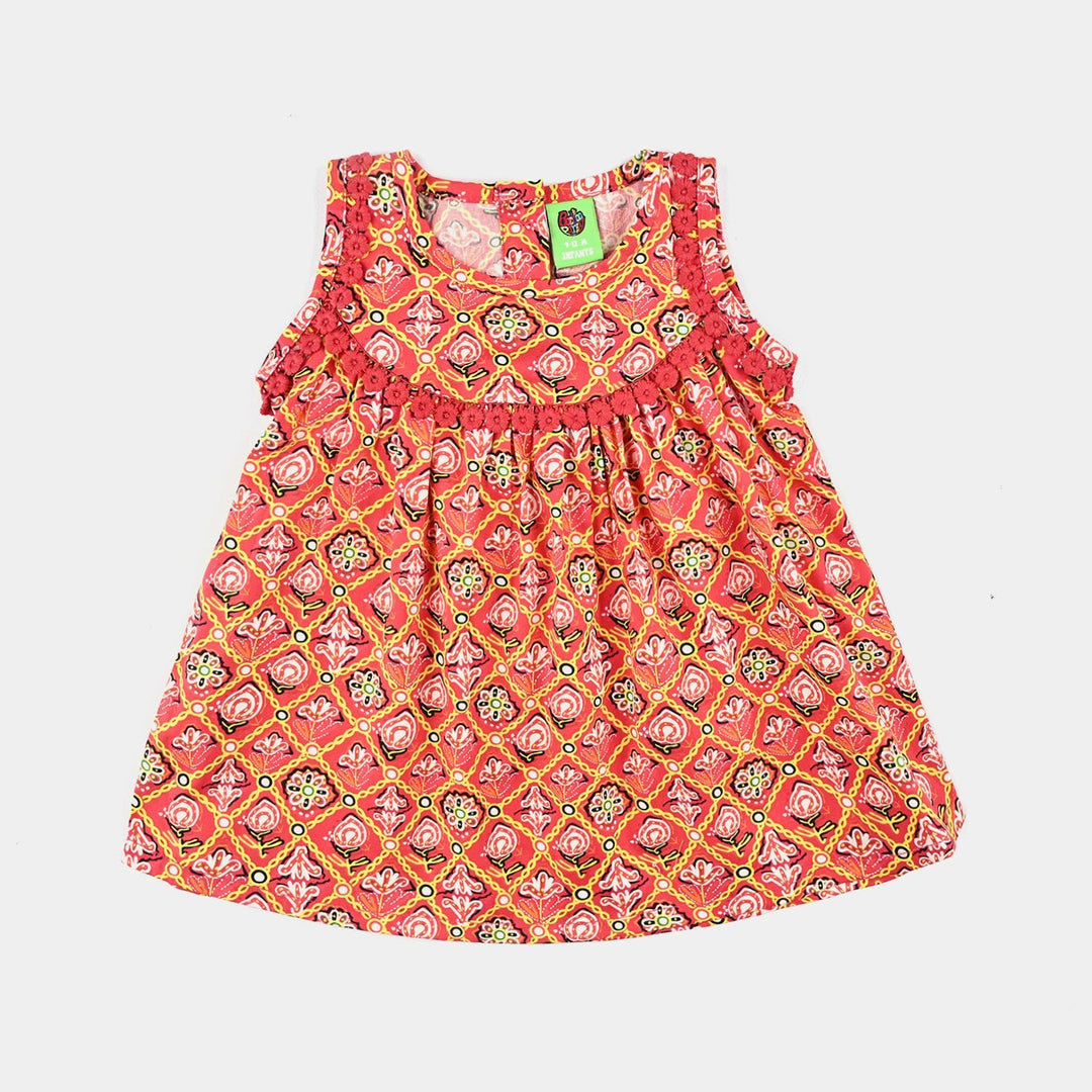 Infant Girls Cotton Poplin Printed 2 Pcs Surkh Phool-Multi