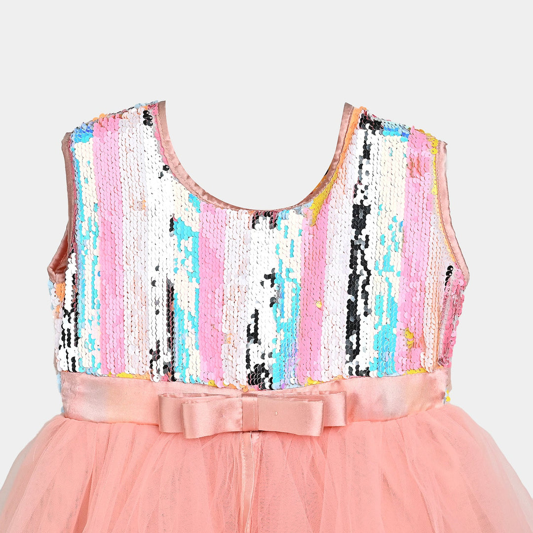 Girls Sequence Fancy Frock Multi Layer-Multi
