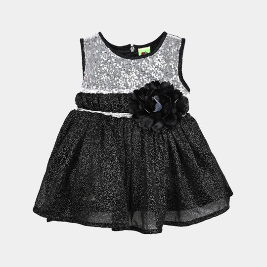 Infant Girls Net Fancy Frock Galaxy-BLACK