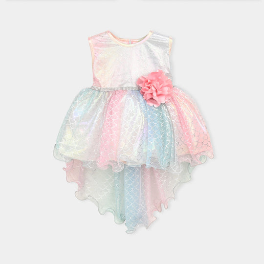 Infant Girls Net Fancy Frock Rainbow-Multi